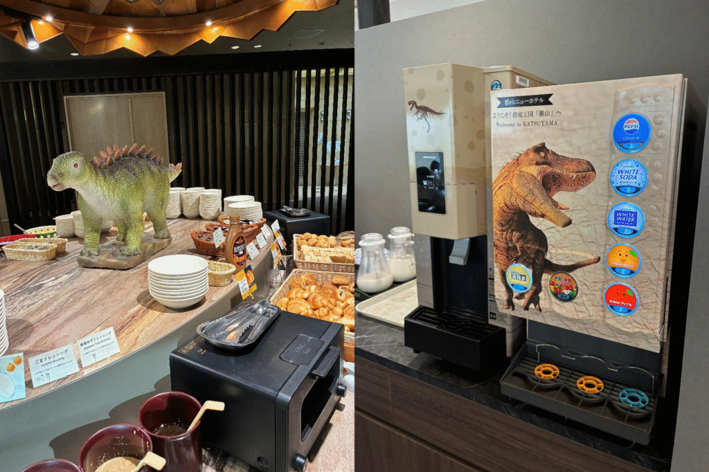 勝山ニューホテルの朝食バイキングの様子