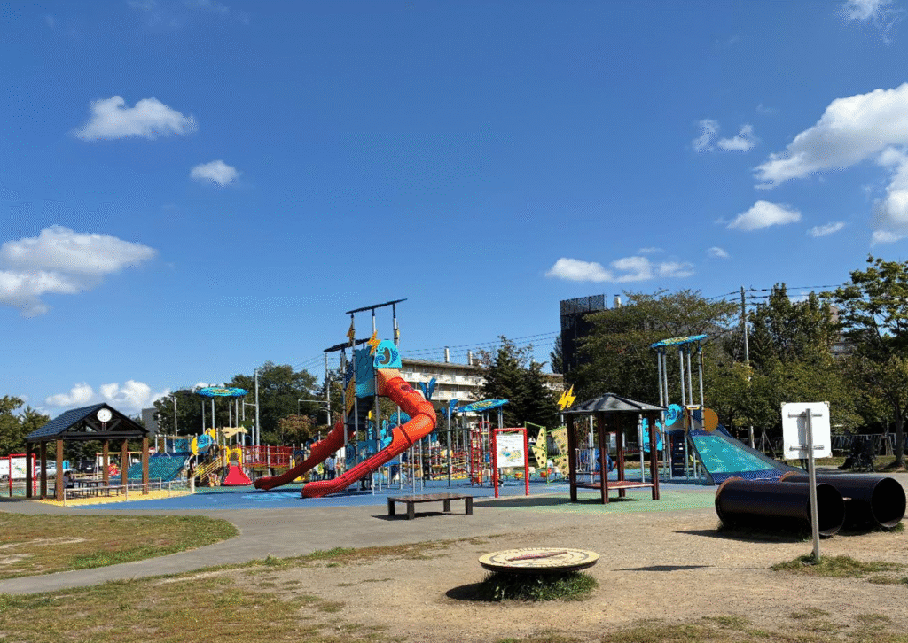 農試公園の複合遊具の様子