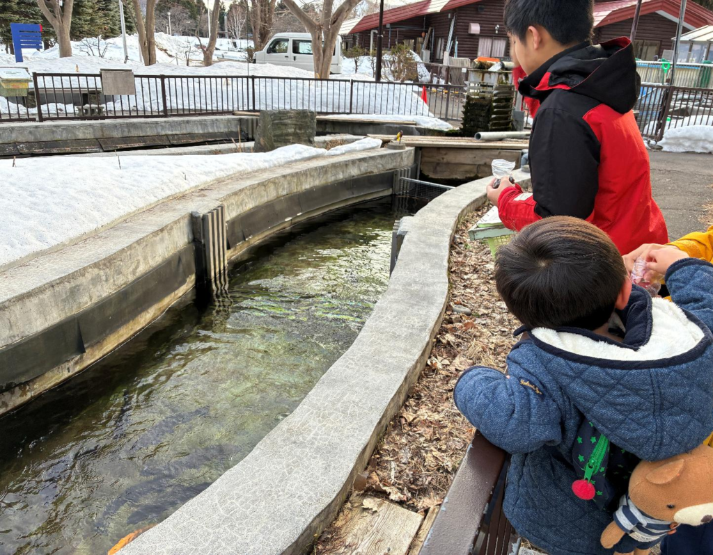 札幌市豊平川さけ科学館で子どもが遊んでいる様子