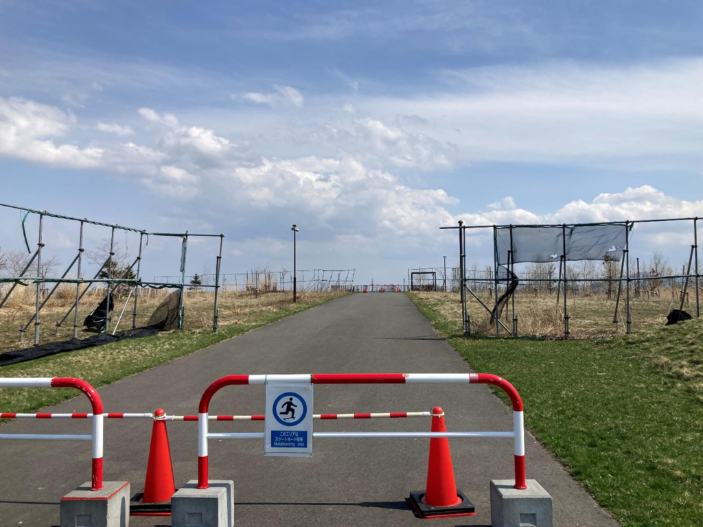 山口緑地のスケートボード専用エリアの様子