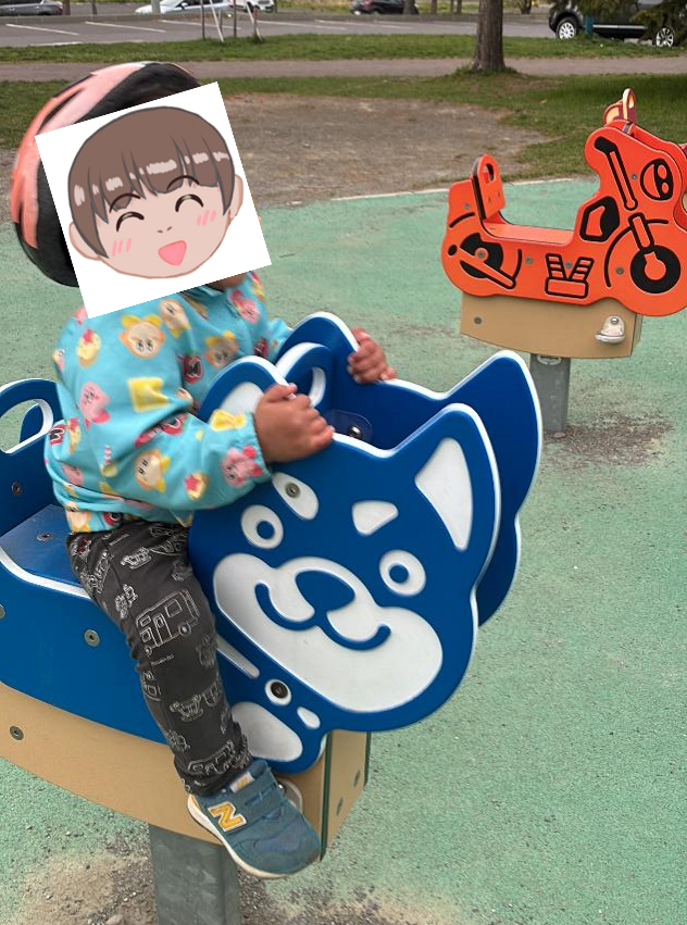 屯田公園の遊具で子どもが遊ぶ様子